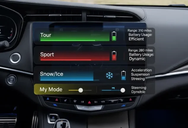 do the driving modes in cadillac lyriq offer different ranges or battery usages